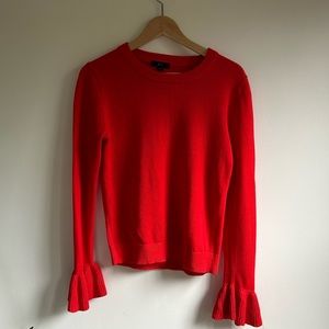 J. Crew | red sweater w. flutter cuffs | xs